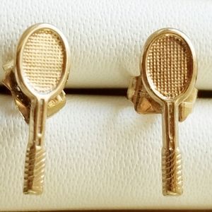 14K Gold Tennis Racket Earrings